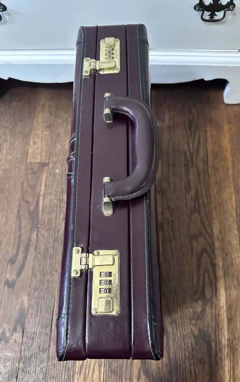 Vintage Heritage Top Grain Leather Hard Shell Briefcase in Burgundy